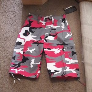 ❤ Pink Army Fatigue Shorts